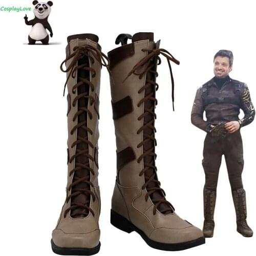 CosplayLove The Falcon And The Winter Soldier Bucky Barnes Gray Shoes Cosplay Long Boots Leather Custom Made For Christmas