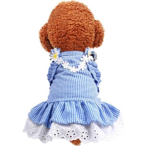 Daisy Lace Ruffle Dress Candy Color Dog Dress Cute Cat Skirt Sleeveless Dog Clothes for Small Dogs Birthday Party Pet Supplies