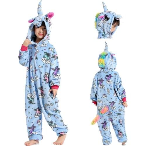 Kids Kugurumi Onesie Animal Costume Flannel Soft Whole Pajama One Piece Boy Girl Child gold horse unicorn Winter Sleep Suit