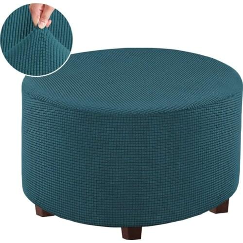 Elastic Round Ottoman Slipcover Footstool Protector Removable Washable Stretch Footstool Storage Sofa Foot Cover for Living Room