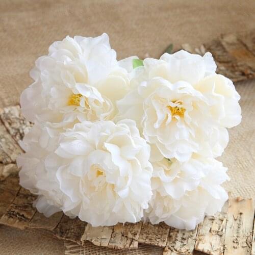 Diameter 15cm Artificial Flower 5Head Peony Bouquet Silk Flowers for Home Decoration Accessories Wedding Bride Holding Bouquet