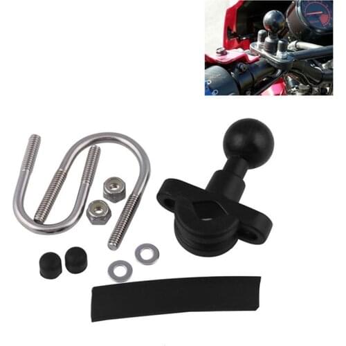 U-Bolt Mount Base Kit Stainless Steel Motorcycle Handlebar Mount Base, with 1" Ball & 2 U Bolt & Reducer Shim for Motorcycles