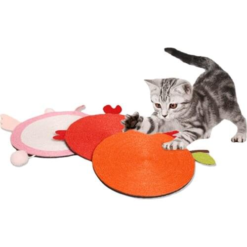 Sisal Cat Scratching Mat Cute Cat Floor Scratch Rug for Indoor Cats Handmade Pad Protect Carpets and Sofas Non-Slip Bottom