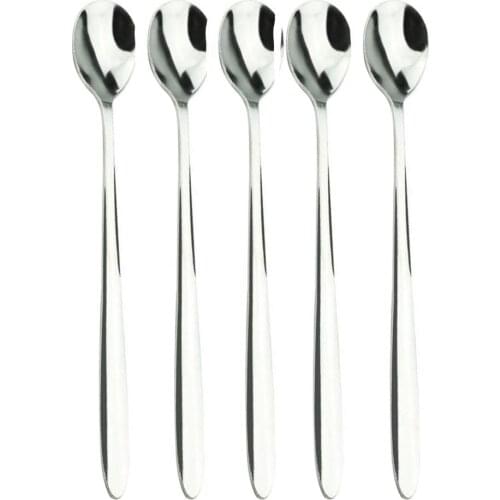HOT! 5Pcs Stainless Steel Coffee Tea Spoons Handle Creative Spoon Drinking Tools Dessert Food Cream Spoons Set Kitchen Tableware