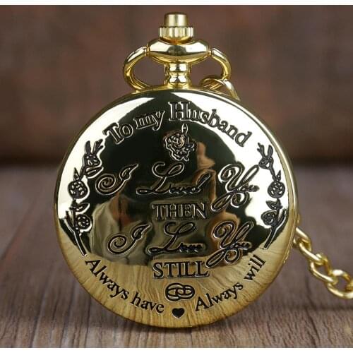 Best Gift "To My Husband"Creative Lettering Quartz Pocket Watches Vintage FOB Chain Pocket Watch Best Gifts for Lover Husband