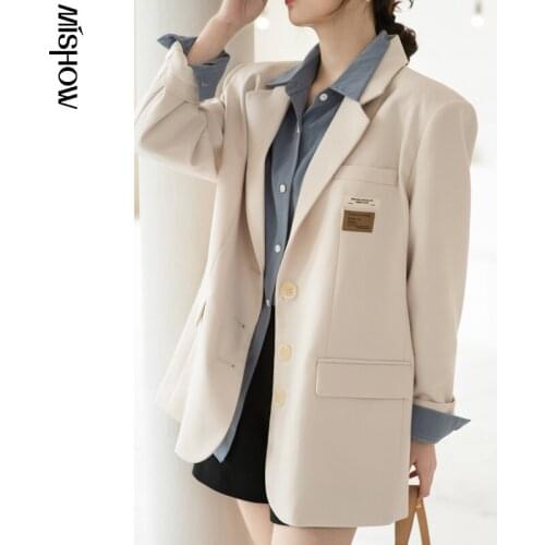 MISHOW 2021 Spring Blazers For Women Office Lady Long Sleeve Suits Outerwear Clothing Fashion Female Outdoor Coats MX21A6937