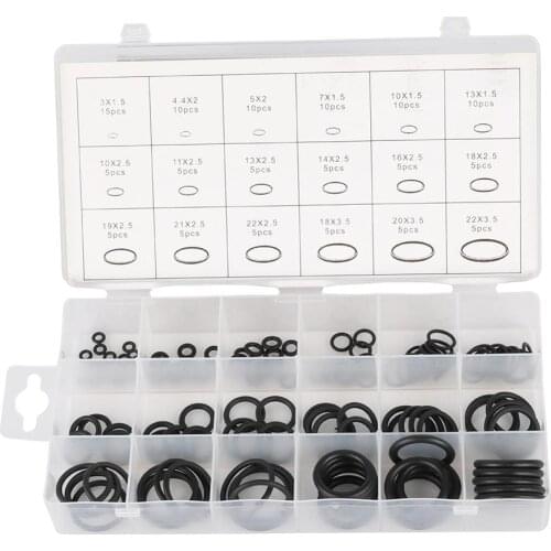 125 PCS/pack 18 Sizes O-ring Kit Metric O Ring Seals Watertightness Rubber Gaskets Oil Resistance Assortment with Plastic Box