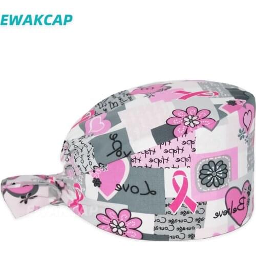 New Scrub Hat Printing Love Bouffant Sanitary Cap with Sweatband Cartoon Anime Nurse Nursing Scrubs Caps