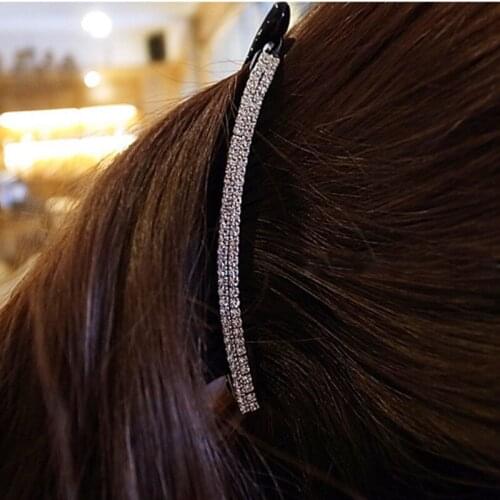 New Twist Clip Ponytail Clip Korean Jewelry Original Hair Accessories Fabric Rhinestone Banana Double Drain Diamond Banana Clip