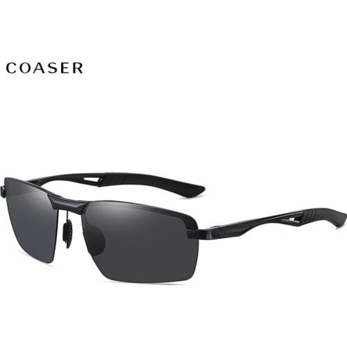 COASER Polarized Men Aluminum Sunglasses Driving Mirror Lens Male Sun Glasses Aviation Women For Men Eyewear Bicycle Eyeglasses