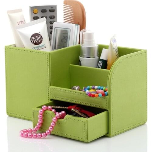 Pen Pencil Holder Box Full Half PU Leather Case Desk Stationery Organizer Storage Box Desk Accessories School & Office Supplies