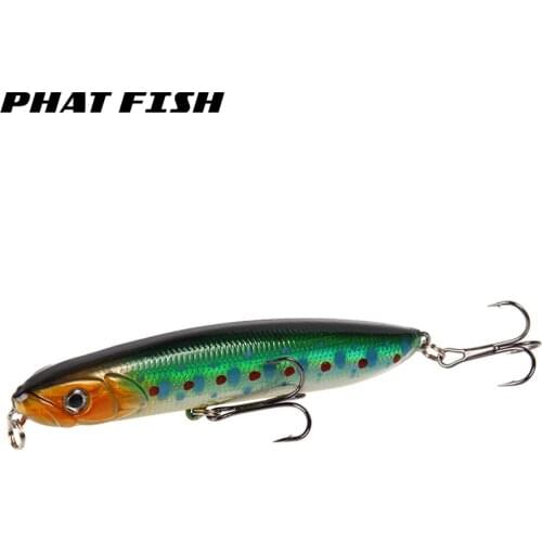 PHAT FISH 1pc 95mm 18g Suspended Pencil ABS Hard Plastic Lure Laser Printing Vivid Action Sinking Stickbaits