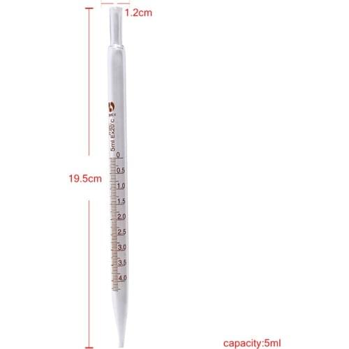 5ml 10ml Transfer Pipettes Glass Graduated Pipette Without Rubber Bulb Lab Chemistry Dropper Dispensing 19.5cm