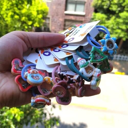 2PCS New Cute Santa Claus Princess Headwear Kids Elastic Hair Bands Cartoon Children Ropes Girls Accessories Baby Headdress