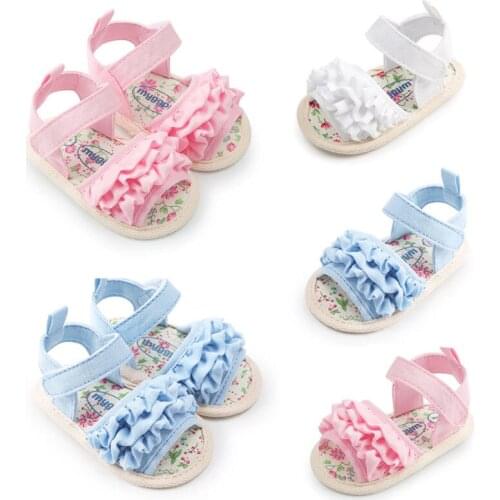 Infant Baby Girls Sandals Summer Sandal Princess Flower Soft Sole Non-slip Crib Shoes