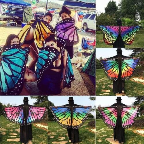 Wholesale 7 Colors Women Scarf Pashmina Butterfly Wing Cape Peacock Shawl Wrap Gifts Cute Novelty Print Scarves Pashminas