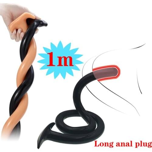 Silicone Black 100cm Super Long Anal Huge Dildo Dilator Butt Plug Prostate massage Masturbator Adult Sex Toy For Women Men Gay