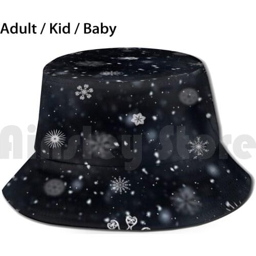 Snowflakes Design Sun Hat Foldable UV Protection Snow Snowflakes Winter Frost Snowman Ice Winter Holidays Holidays