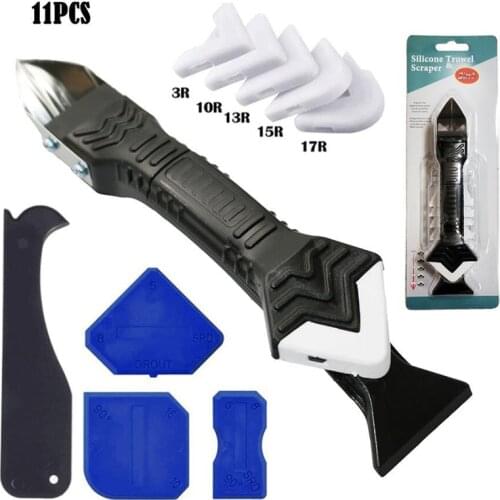 3 In 1 Multifunctional Silicone Trowel Scraper Caulk Finisher Sealant Smooth Scraper Metal Remover Caulk Finishing Tool Set