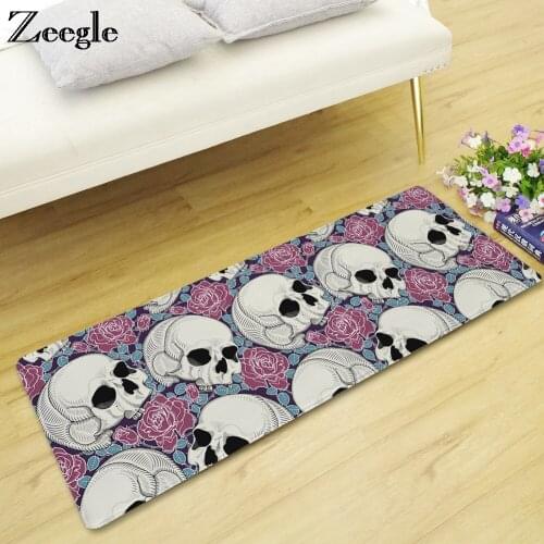 Zeegle Home Decor Carpet Rugs Door Mat Outdoor Rugs Skull Printed Kitchen Floor Mat Living Room Carpet Soft Mats Bedroom