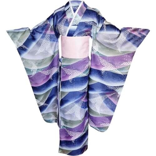 Japanese Style Women Kimono Gown Vintage Flower Sexy Geisha Kimonos Dancing Dress Classic Bat Sleeve Yukata Robes Vestidos