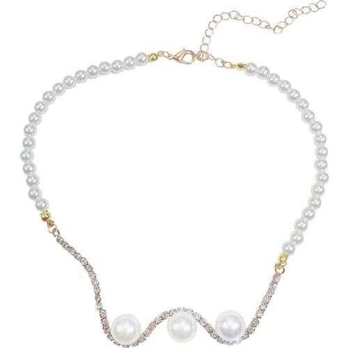 Sexy Shining Rhinestone Clavicle Chain Female Imitation Pearl Choker Necklace Femme 2019 Fashion Jewelry Necklaces for Women