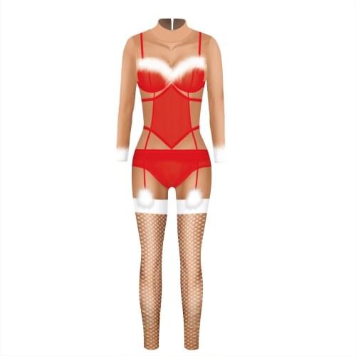 Women Sexy Lingerie Cosplay Santa Claus Christmas Red Dress Sleepwear Underwear Sets Christmas Party Performance Clothing