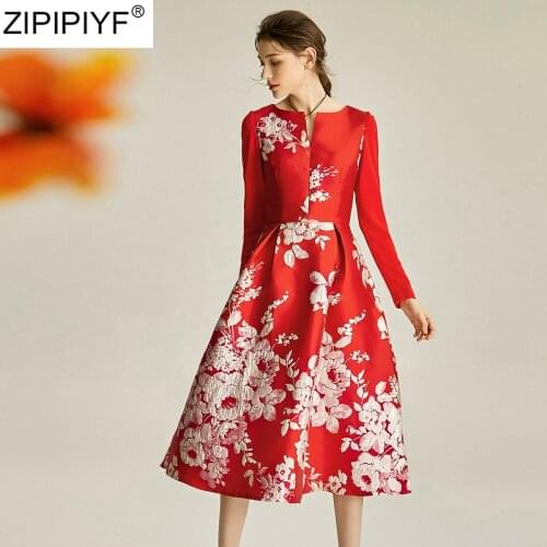 3XL Spring Vintage Floral Embroidery Dress 2020 Elegant Women Plus Size Long Sleeve O-neck Mid-Calf A-Line Dress Vestidos