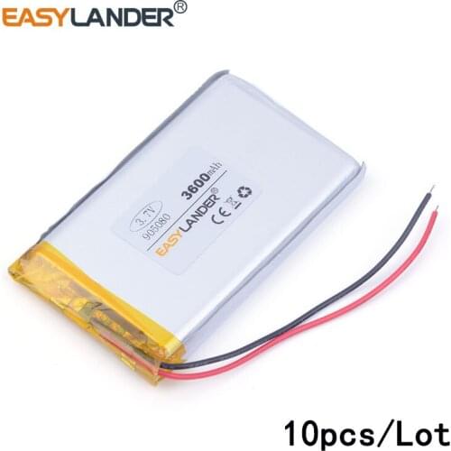 10pcs/Lot 905080 3600mah 3.7v lithium Li ion polymer rechargeable battery For PDA Tablet PCs Digital Products cell phone speaker