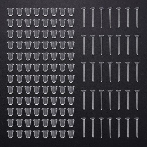 100 Pairs 3/4/5mm Plastic Earring Posts And Backs Clear Ear Pins And Silicone Rubber Backs Earnuts Earring Backs For Men Women