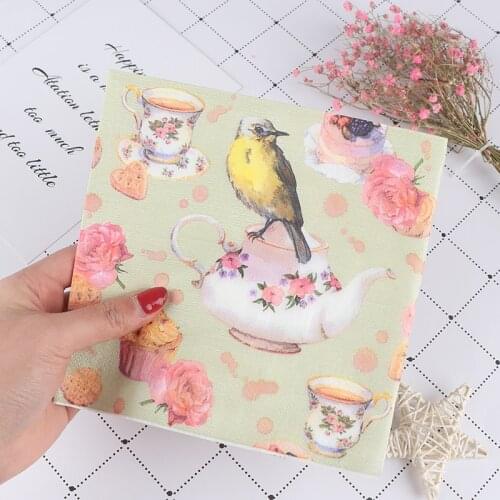 20pcs Flower and Bird Decoupage Napkin Paper Tissue for Xmas Wedding Decor