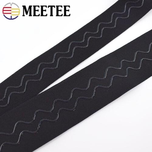 5Meters Meetee 30/40mm Elastic Band Rubber Wave Non-slip Tape Webbing for Sportswear Waist Pants DIY Clothing Sewing Accessories