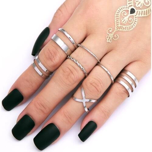 8Pcs/Set Adjustable Simple Style Rings Set Women Silver Color Midi Knuckle New Fashion Party Wedding Jewelry Accessories Gift