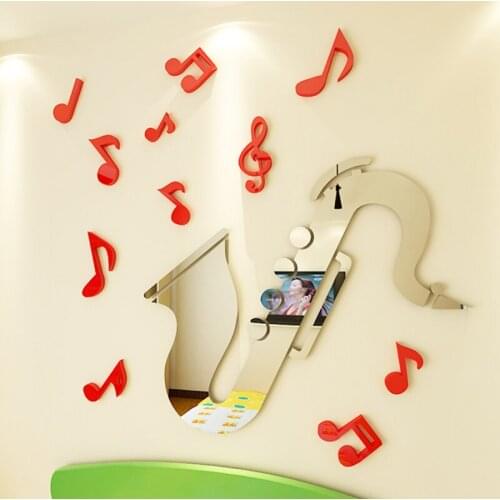 Saks Acrylic Mirror Wall stickers For kids room Wall decoration of Music classroom Band room Sax 3D DIY Wall stickers Home decor