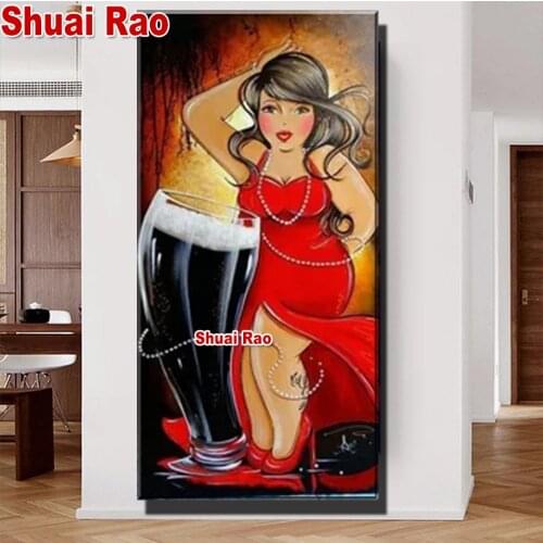 "Fat lady Cartoon Woman"diamond painting 5d diamond mosaic cross stitch embroidery full round drill Romantic Girl 2021 New Gift