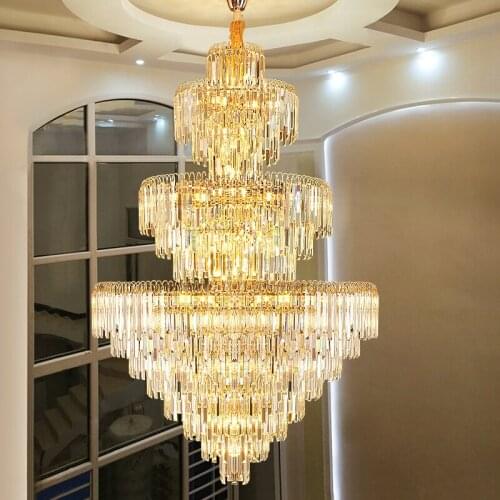 American Modern Crystal Chandelier LED Light Big Long Luxury Crystal Chandeliers Lights Fixture Home Indoor Lighting 100cm/120cm