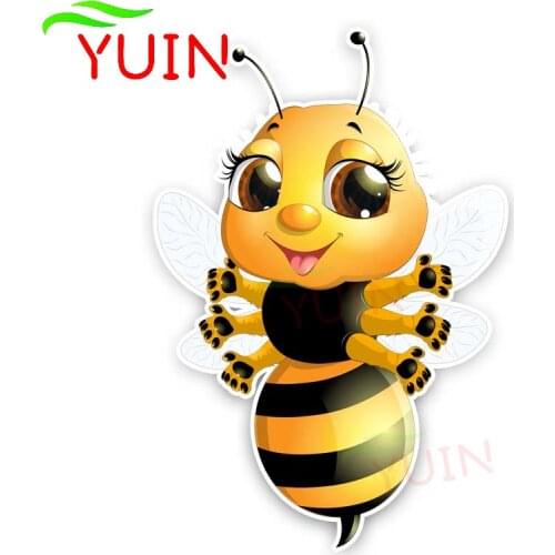A Bee with Six Hands Car Sticker Cartoon Style Cars Accessories Fashion PVC Decoration Waterproof Sunscreen Decal 14*10cm