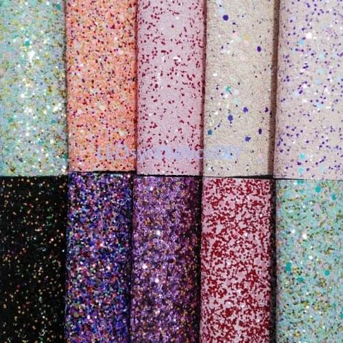1PC 21X29CM Mixed Chunky Glitter Leather For Making Bows Accessories LEOsyntheticoDIY GM3177B