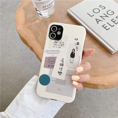 Retro illustration girl Korean art Phone Case For iPhone 12 11 Pro Max X XR XS Max 7 8 Plus 12 mini 7 Plus case cute Soft Cover