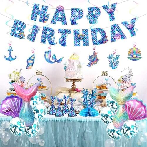 Ocean Theme Happy Birthday Party Foil Balloon Kids Birthday Party Decorations Baby Shower Decor Helium Globos under the sea
