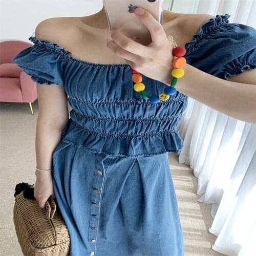 Retro Wash Stitching Denim Suit