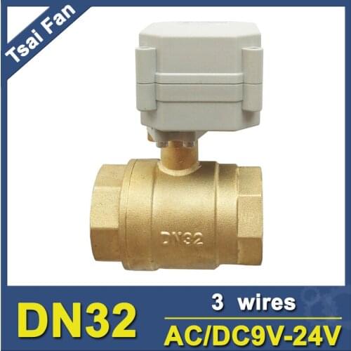 AC/DC9V-24V 3 Wires BSP or NPT 11/4'' Electric Ball Valve DN32 Motorized Ball Valves 29mm Bore High Quality Metal Gear CE, IP67