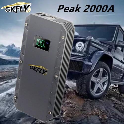 GKFLY 2000A Car Jump Starter Car Battery Booster LED Car Starting Device Portable Power Bank Car Charger for Petrol Diesel Car