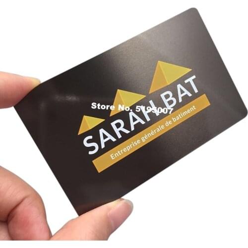 Custom high quality logo engraved black background stainless steel metal business cards