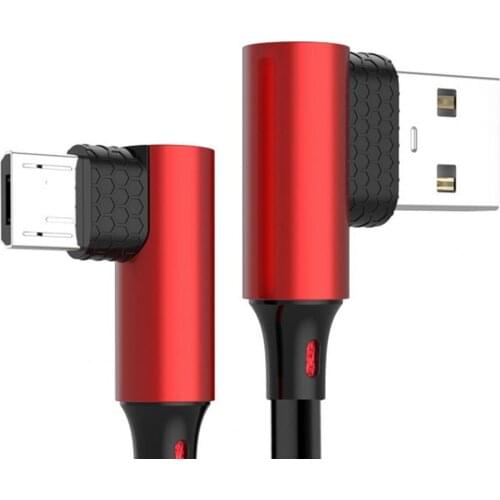 1m 2-in-1 Charging Data Cable 90 Degree Micro USB Fast Charging Cord Android Mobile Phone Accessories