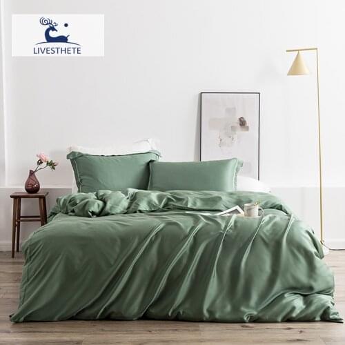 Liv-Esthete Green Luxury 100% Silk Bedding Set Beauty Sleep Quilt Cover Set Double Quuen King Bed Linen Pillowcase For Sleep