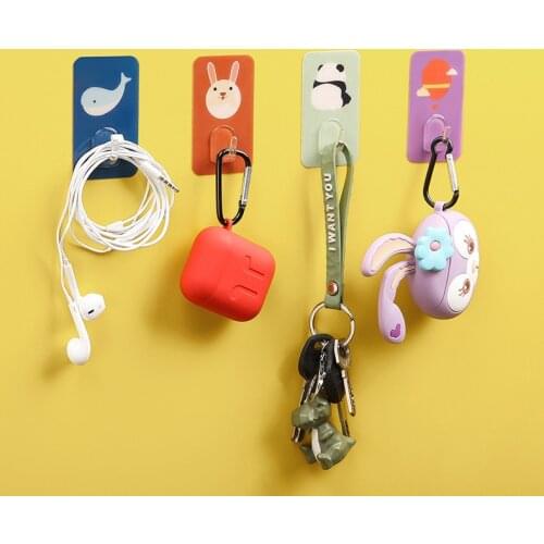 Creative Cute Wall Hook Free Punching Hooks Non-perforated Sucker Seamless Sticky Hook Wall Hanger Kitchen Bathroom Organizer