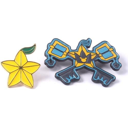 Hot Game Kingdom Hearts Sora Key Keyblade Paopu Fruit Cartoon Cute Enamel Alloy Badge Brooch Pin Lapel Accessories Brooches