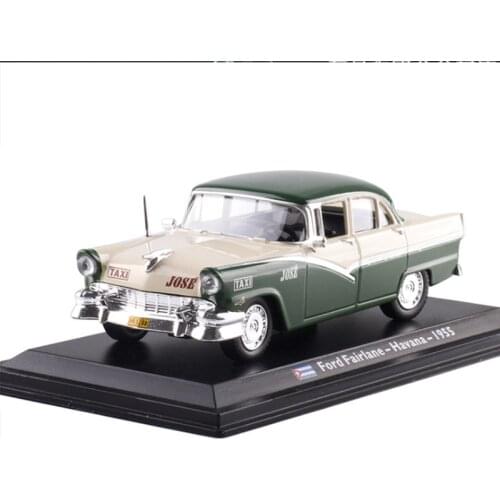 Diecast 1/43 Scale Cuba Taxi 1955 Alloy Model Cars Ford Fairlane Havana Car Matel Vehicle Toy Gift Collect Static Display
