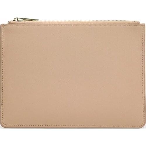 Monogrammed customized letters women PU saffiano pouch ladies vegan leather clutch bag small hand bag purse